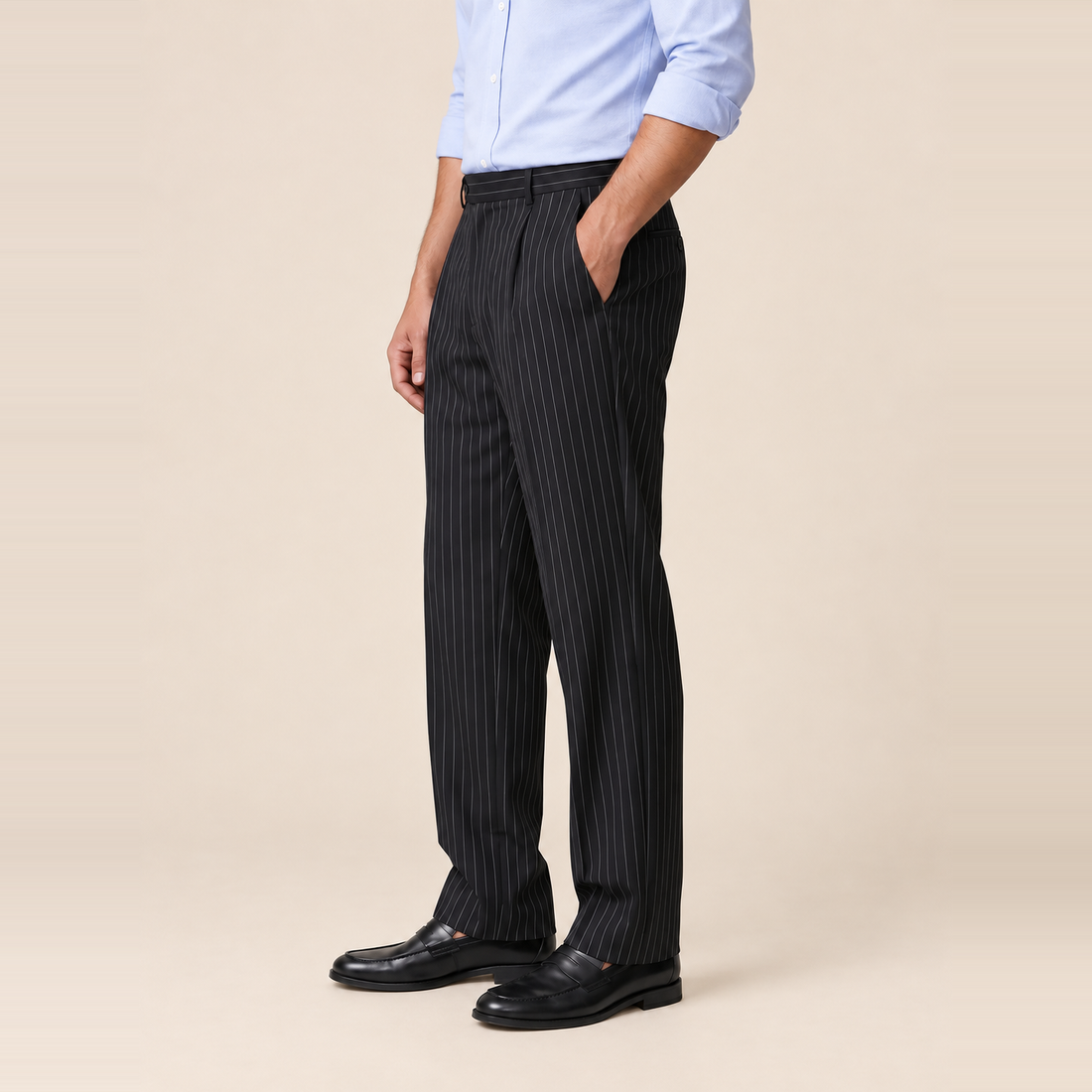 Men's Pinstripe Wide Leg Trousers
