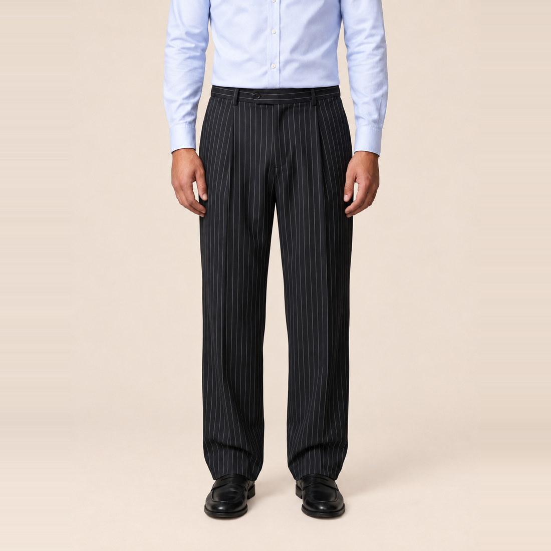 Men's Pinstripe Wide Leg Trousers