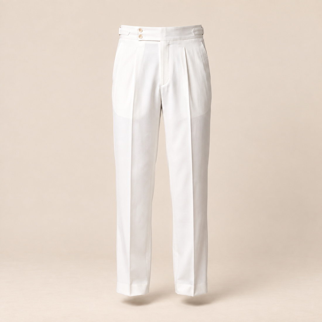 Men's Pleated Tailored Trousers with Turn-Ups