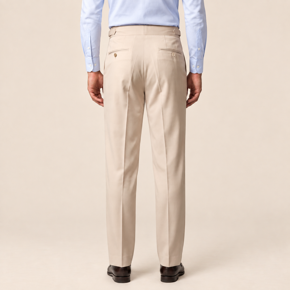 Men's Pleated Tailored Trousers with Turn-Ups