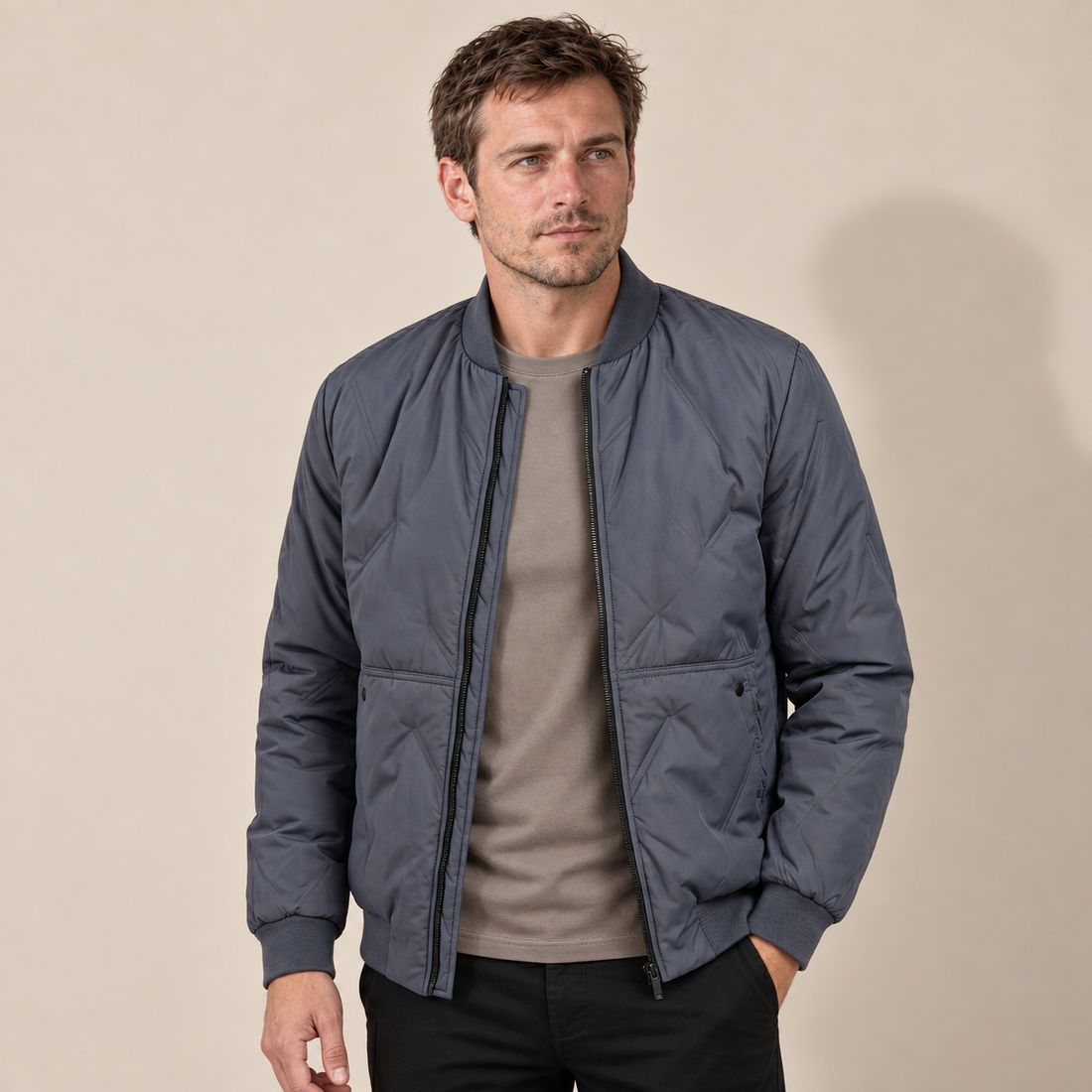 Men's Quilted Bomber Mid Jacket