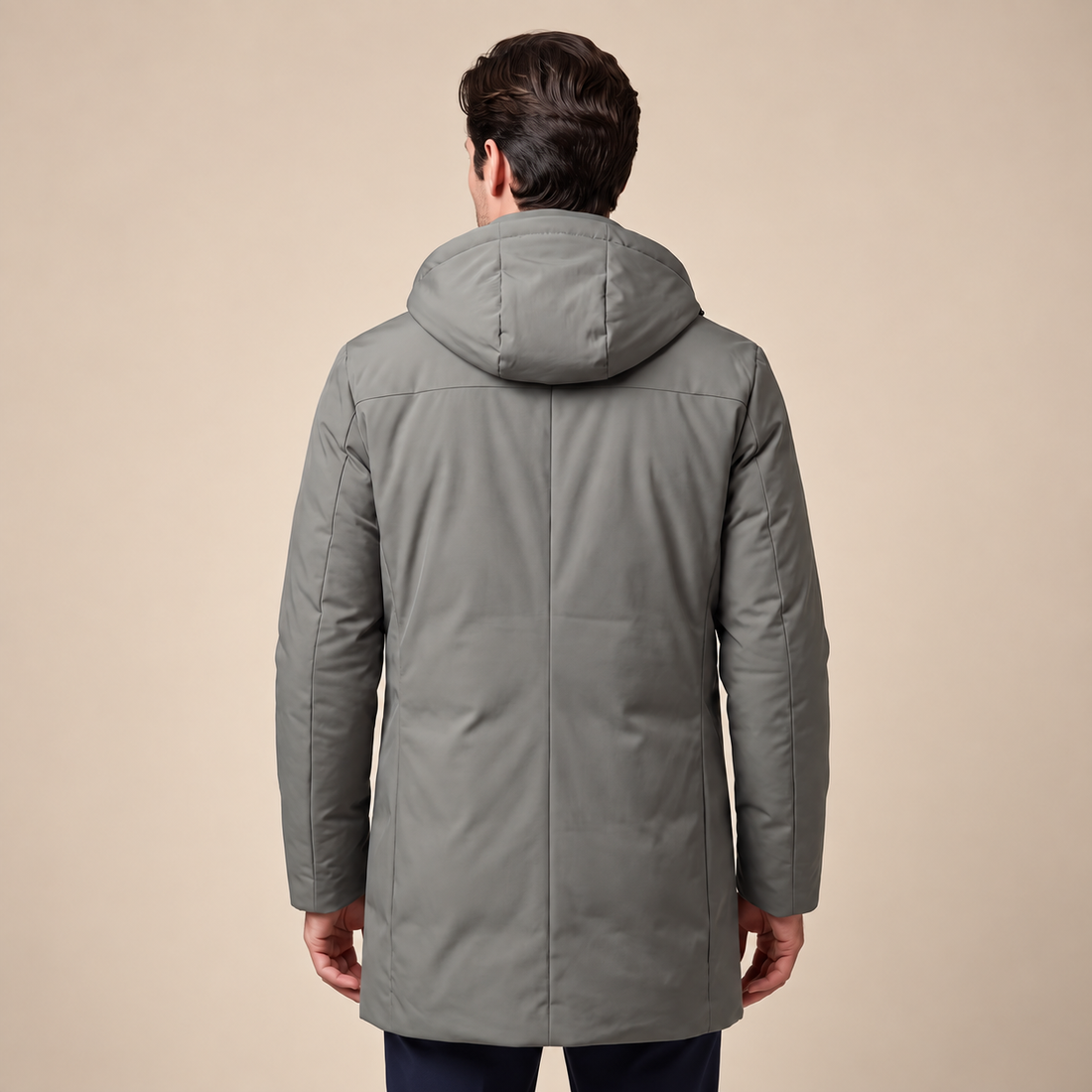 Men's Quilted Hooded Longline Jacket
