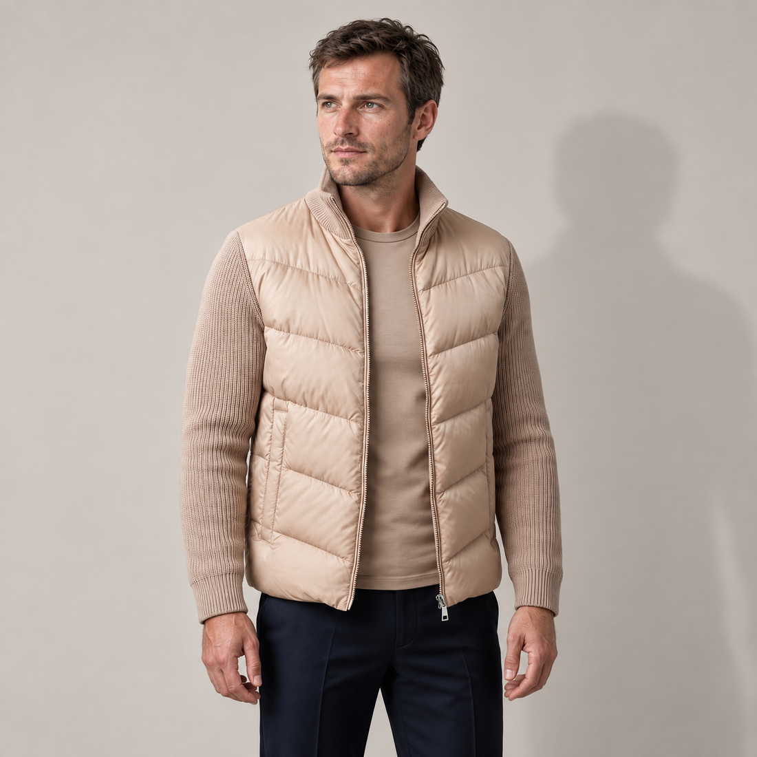 Men's Quilted Hybrid Knit Jacket