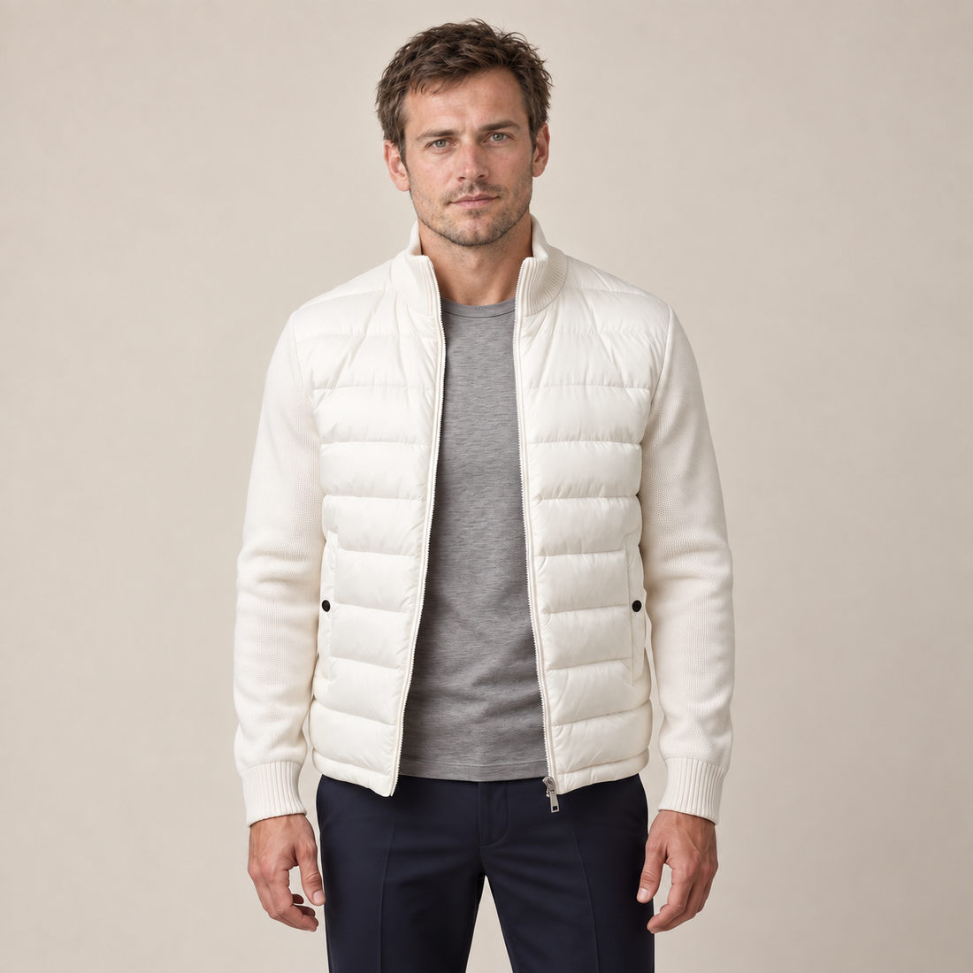 Men's Quilted Hybrid Stand Collar Jacket