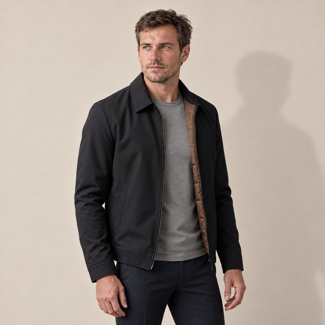 Men's Quilted Lined Zip Jacket
