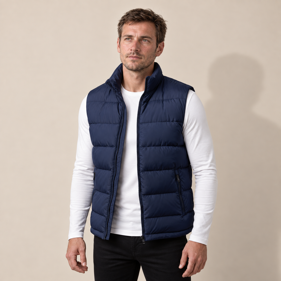 Men's Quilted Padded Gilet with Contrast Lining