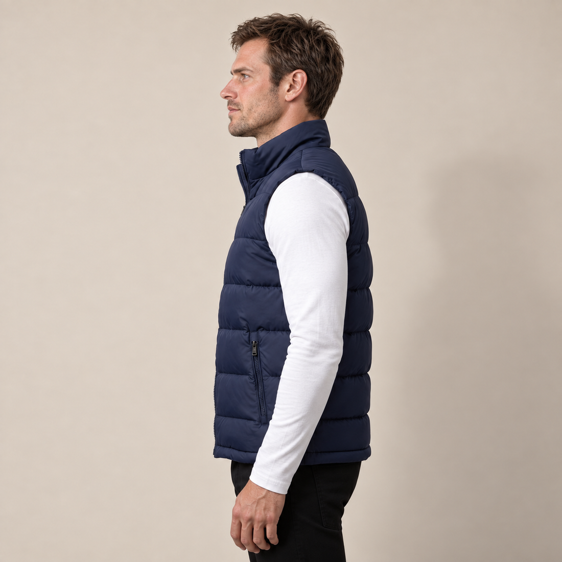Men's Quilted Padded Gilet with Contrast Lining