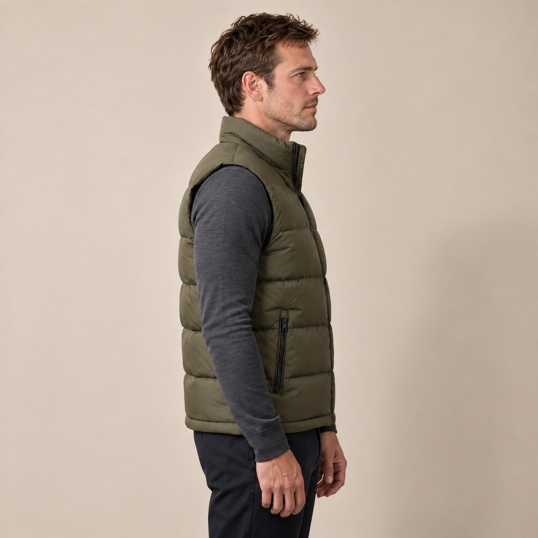 Men's Quilted Padded Gilet with Contrast Lining