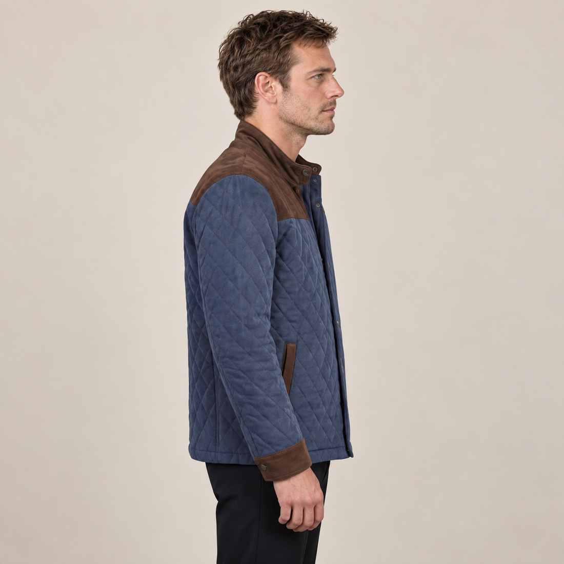 Men's Quilted Spring Jacket with Stand-Up Collar