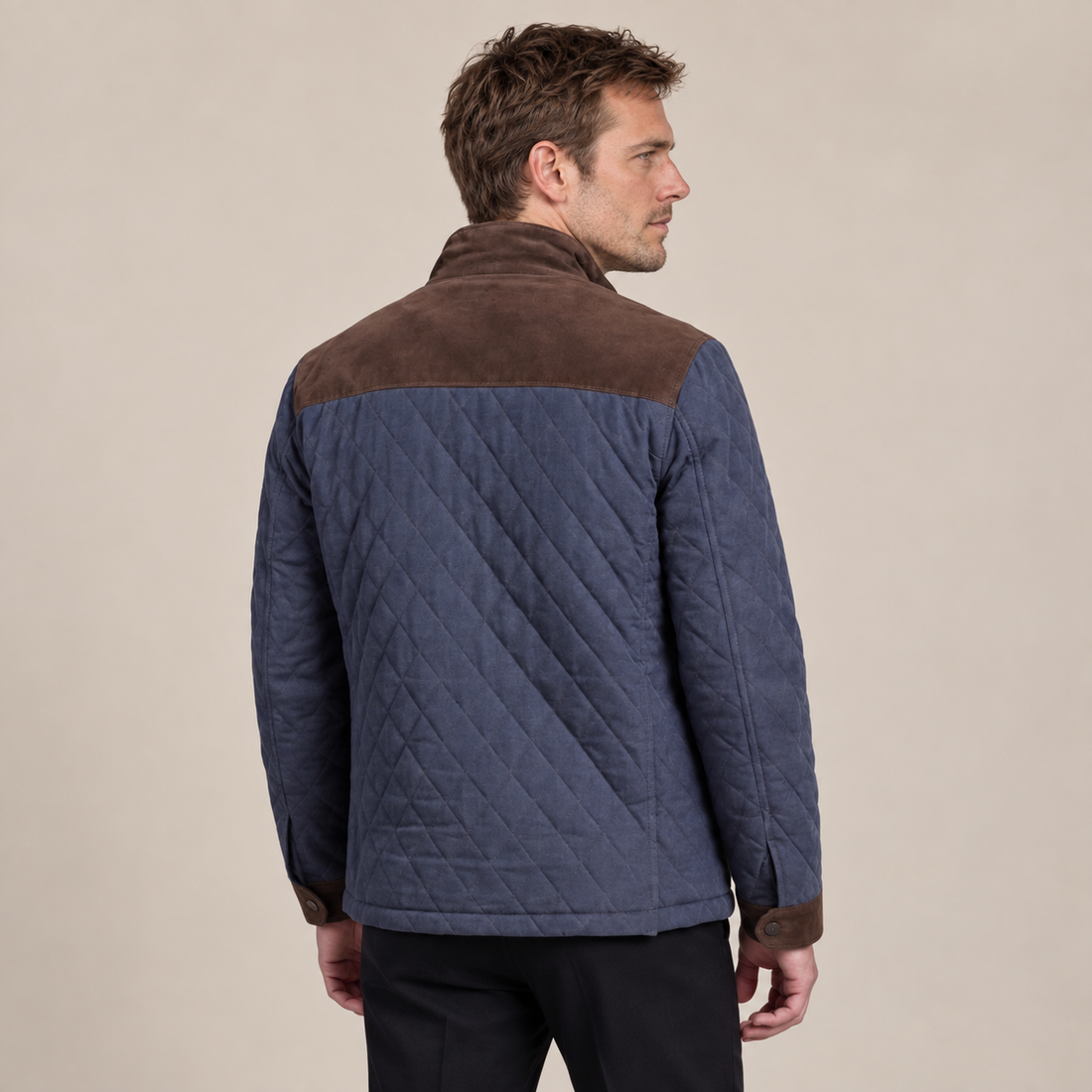 Men's Quilted Spring Jacket with Stand-Up Collar