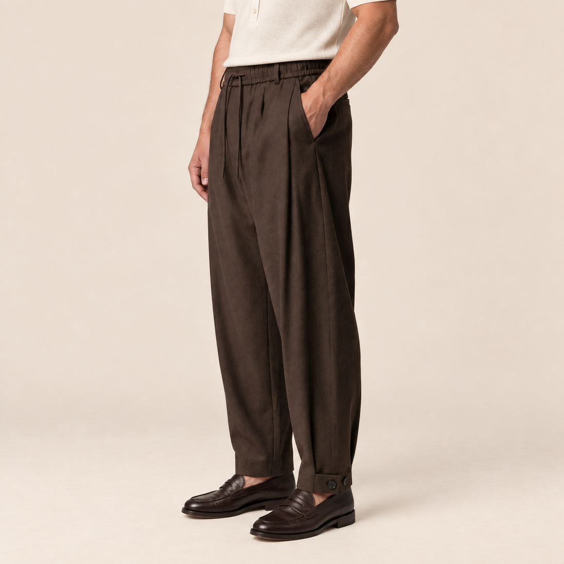 Men's Relaxed Drawstring Tapered Trousers