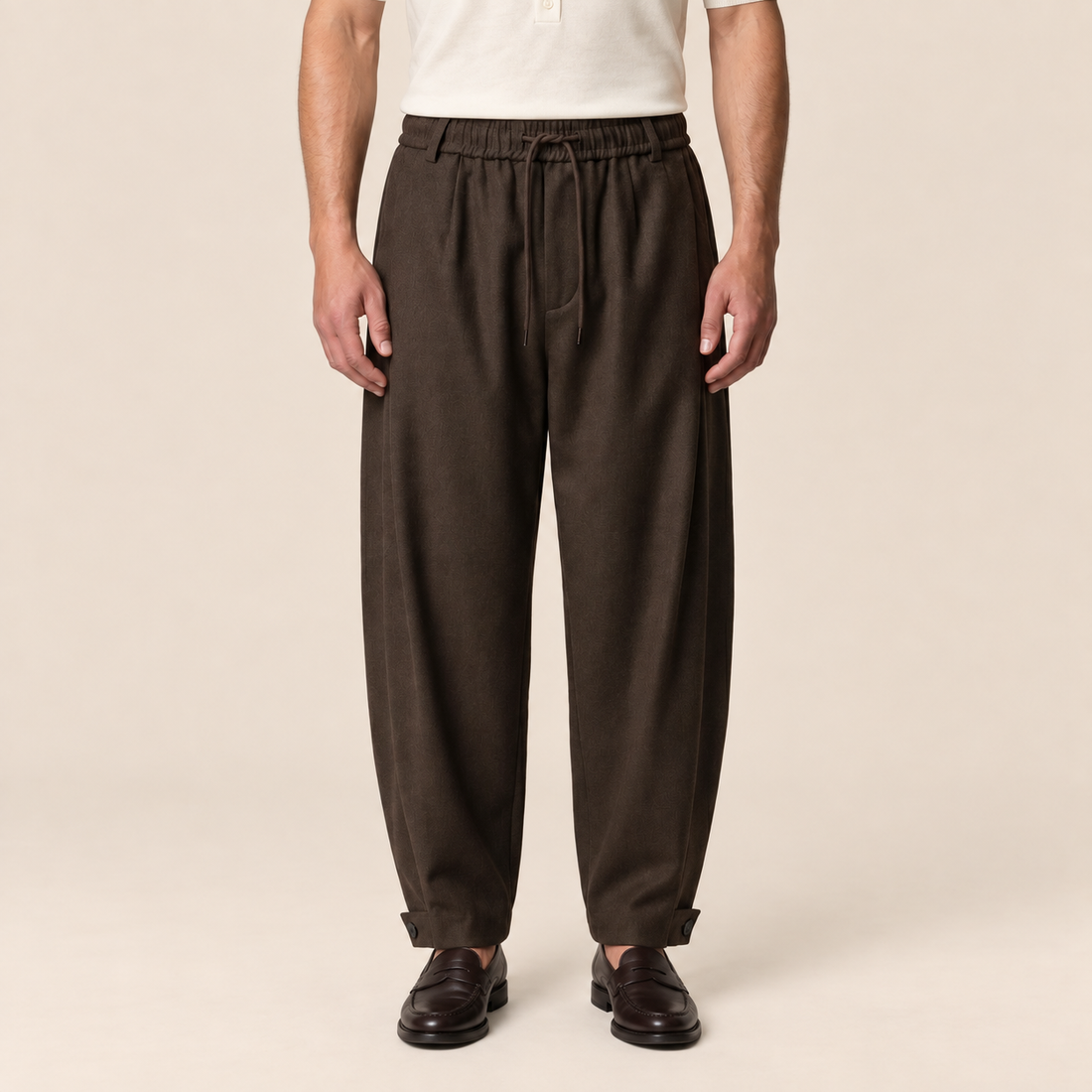 Men's Relaxed Drawstring Tapered Trousers