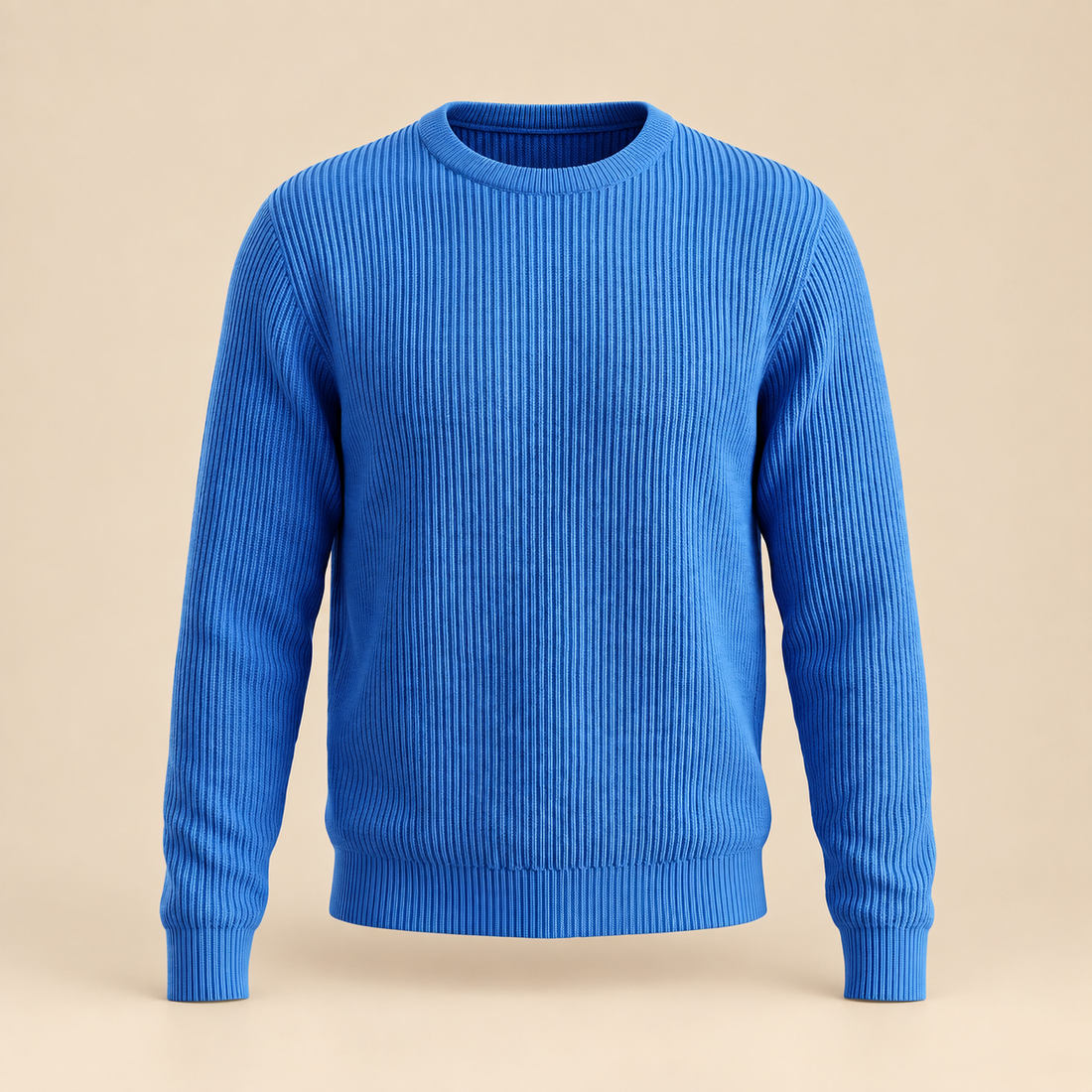 Men's Ribbed Crew Neck Cotton Sweater