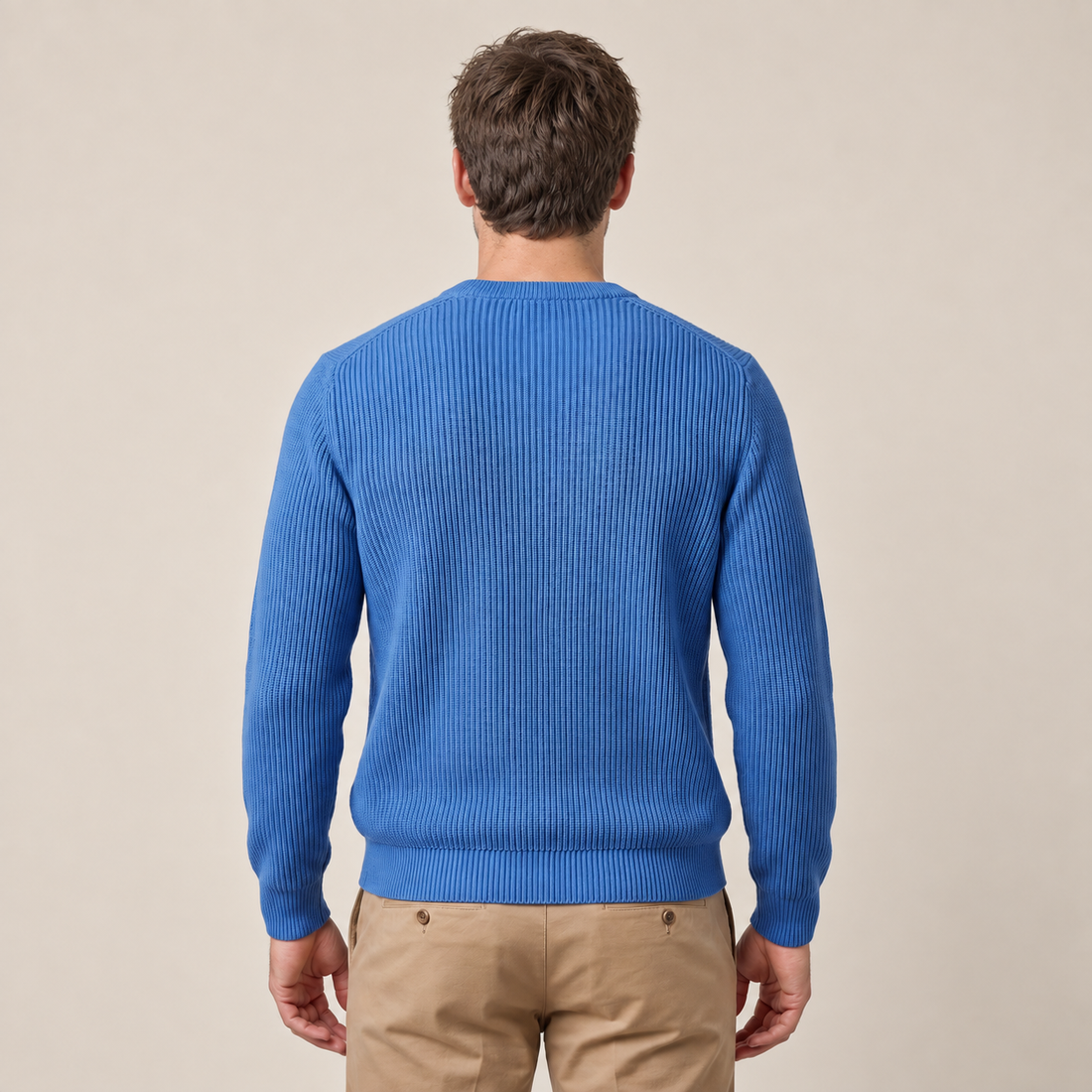 Men's Ribbed Crew Neck Cotton Sweater