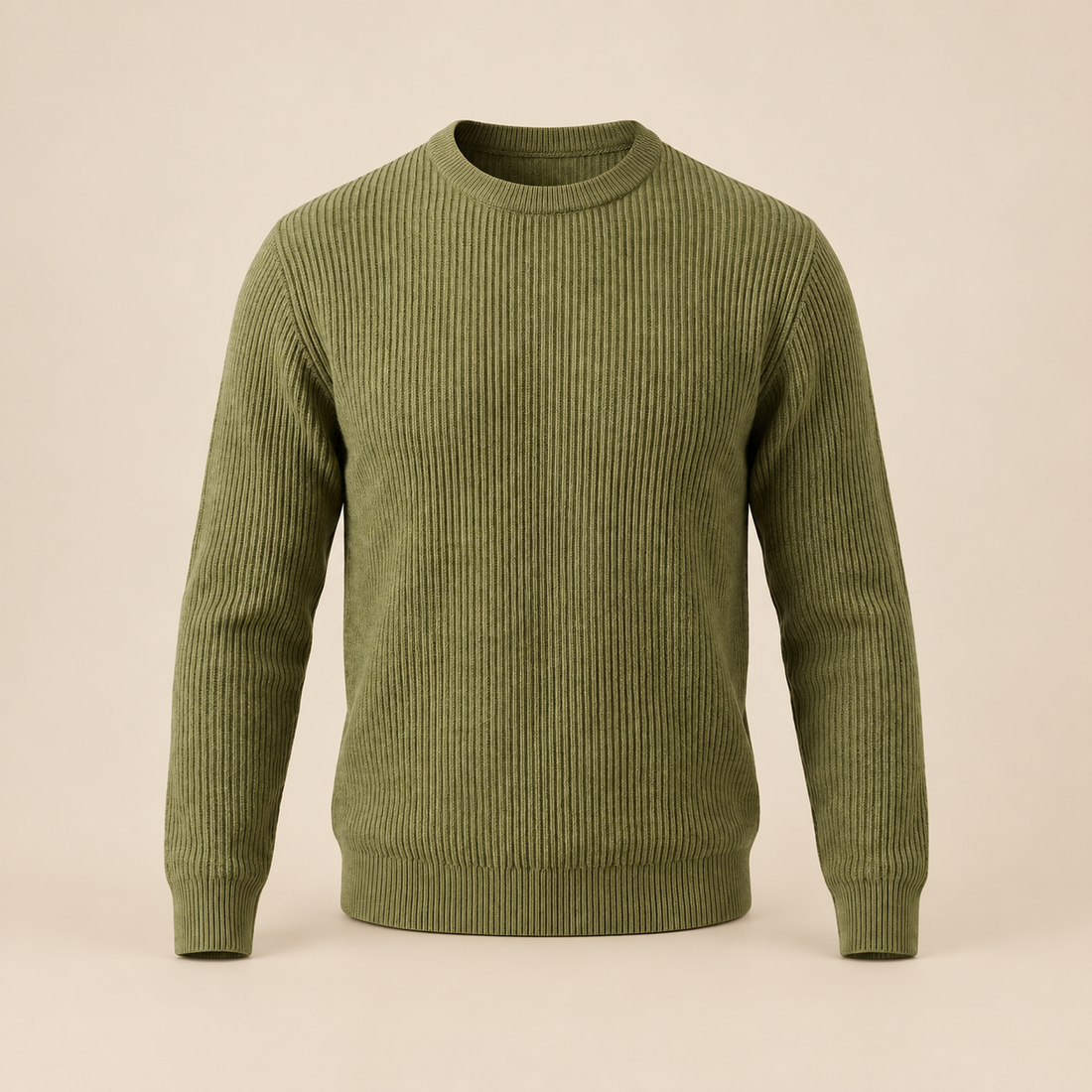 Men's Ribbed Crew Neck Cotton Sweater