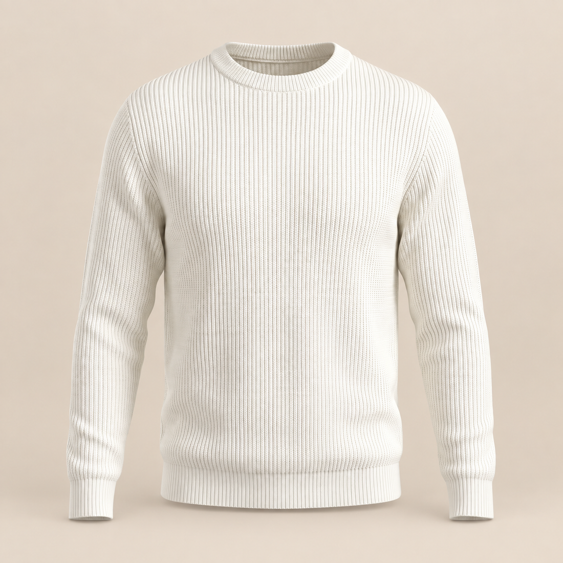 Men's Ribbed Crew Neck Cotton Sweater