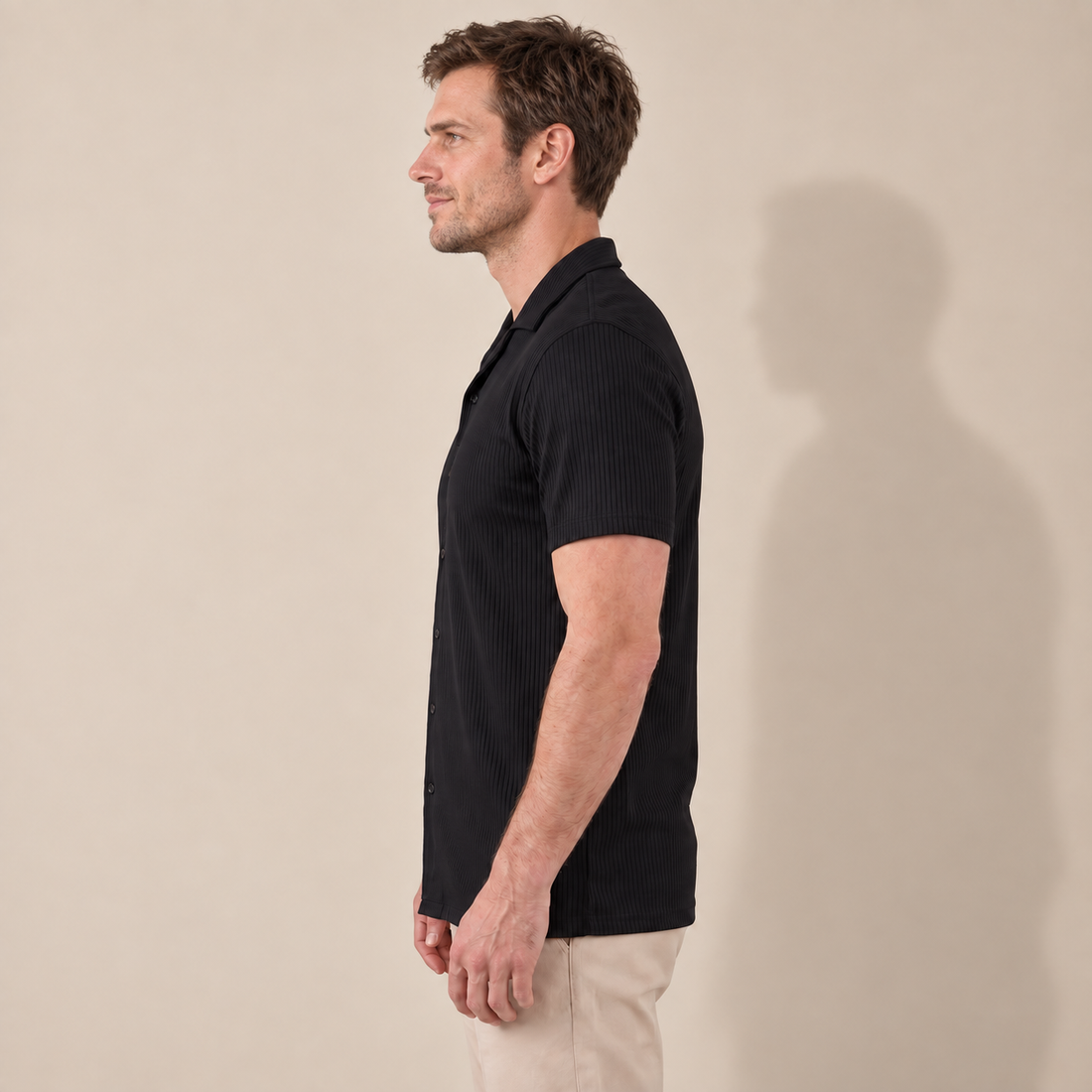 Men's Ribbed Cuban Collar Shirt