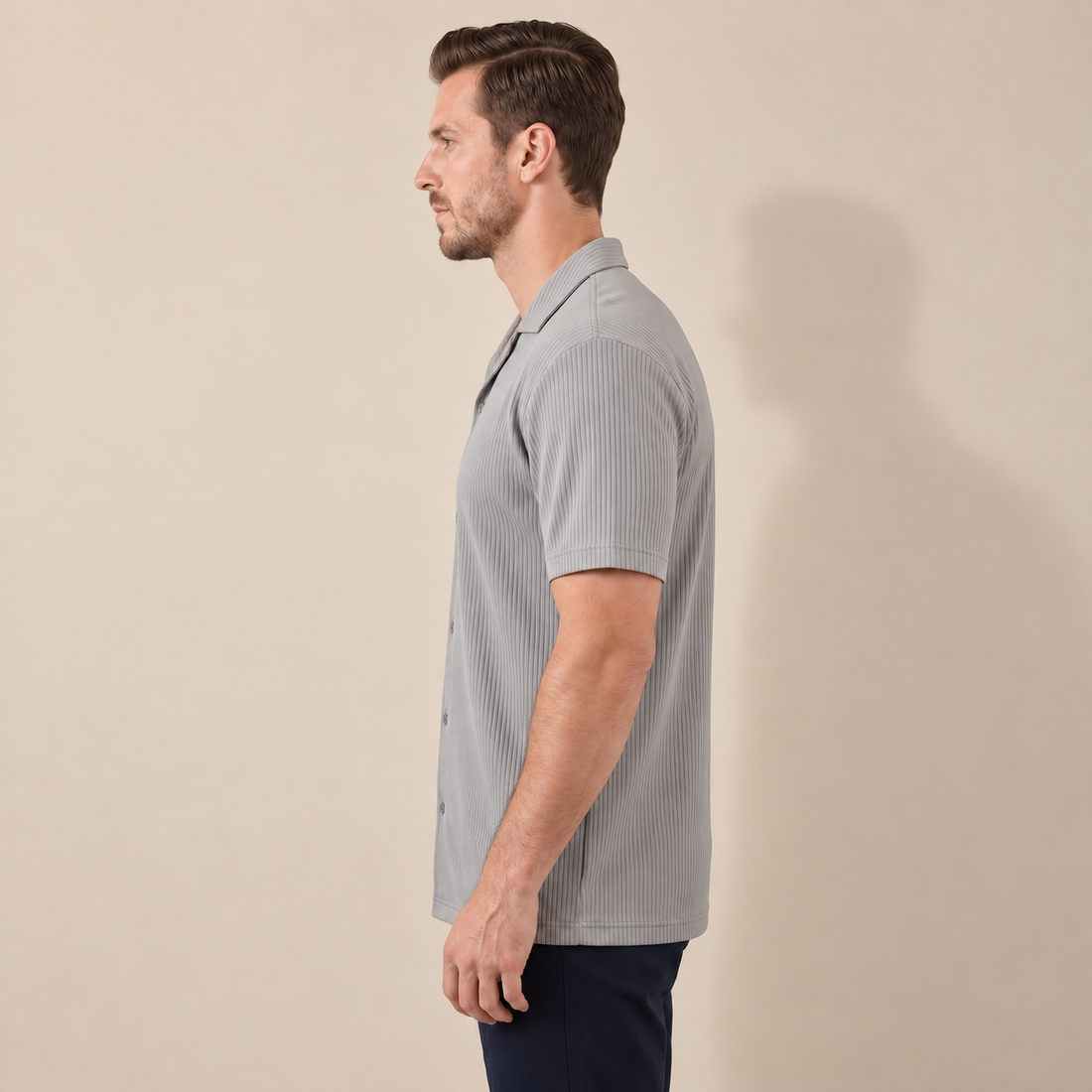Men's Ribbed Cuban Collar Shirt