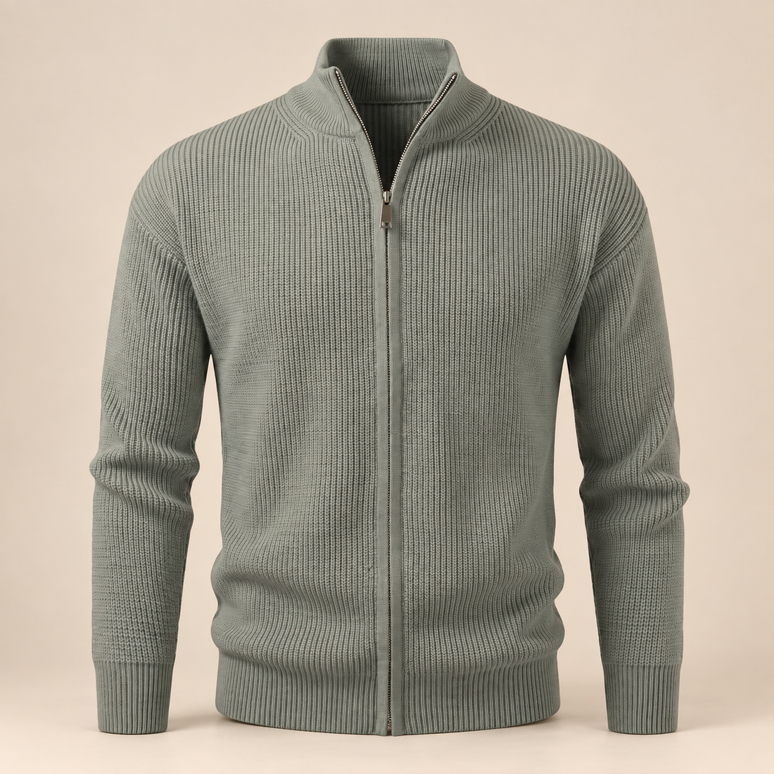 Men's Ribbed Full-Zip Knit Cardigan