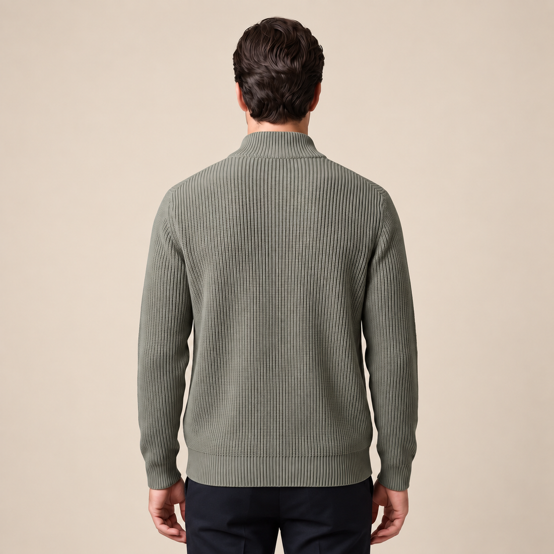 Men's Ribbed Full-Zip Knit Cardigan