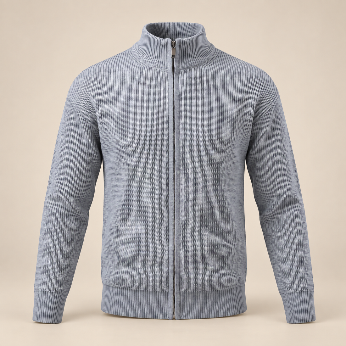 Men's Ribbed Full-Zip Knit Cardigan
