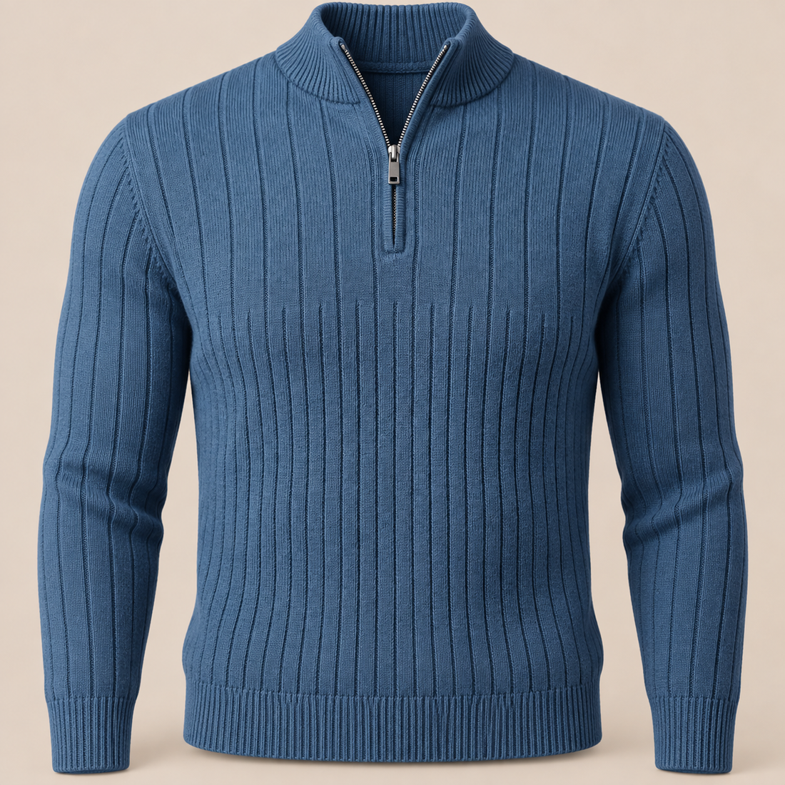 Men's Ribbed Half-Zip Cotton Sweater