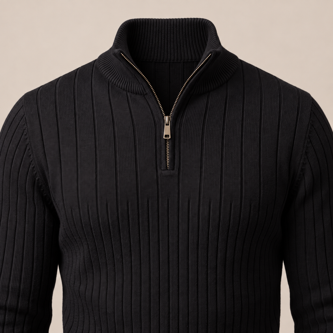 Men's Ribbed Half-Zip Cotton Sweater