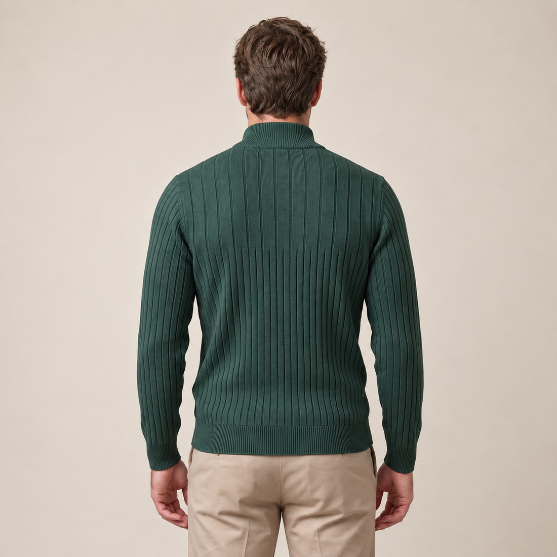 Men's Ribbed Half-Zip Cotton Sweater