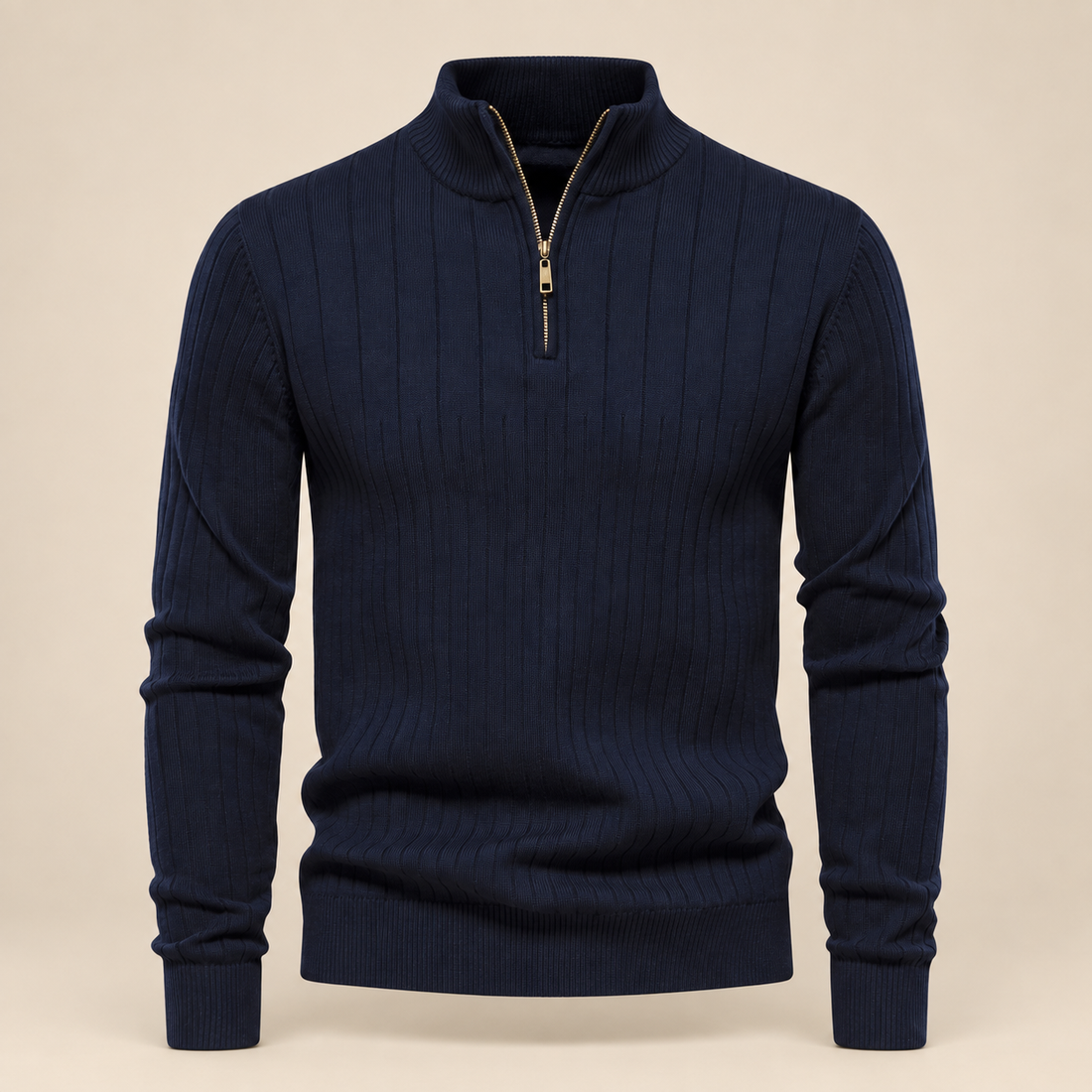 Men's Ribbed Half-Zip Cotton Sweater