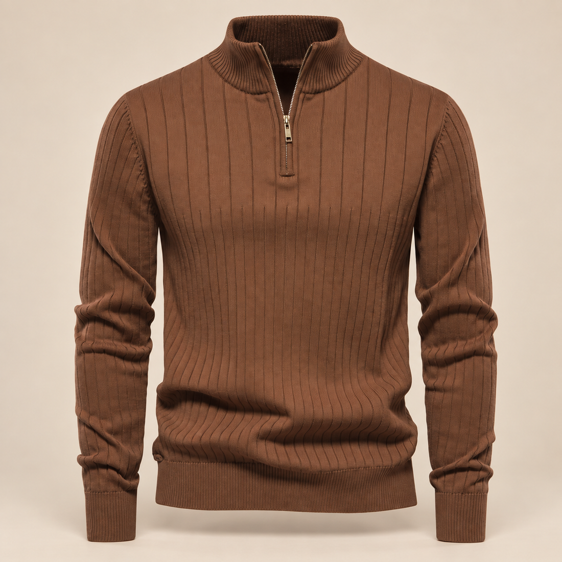 Men's Ribbed Half-Zip Cotton Sweater