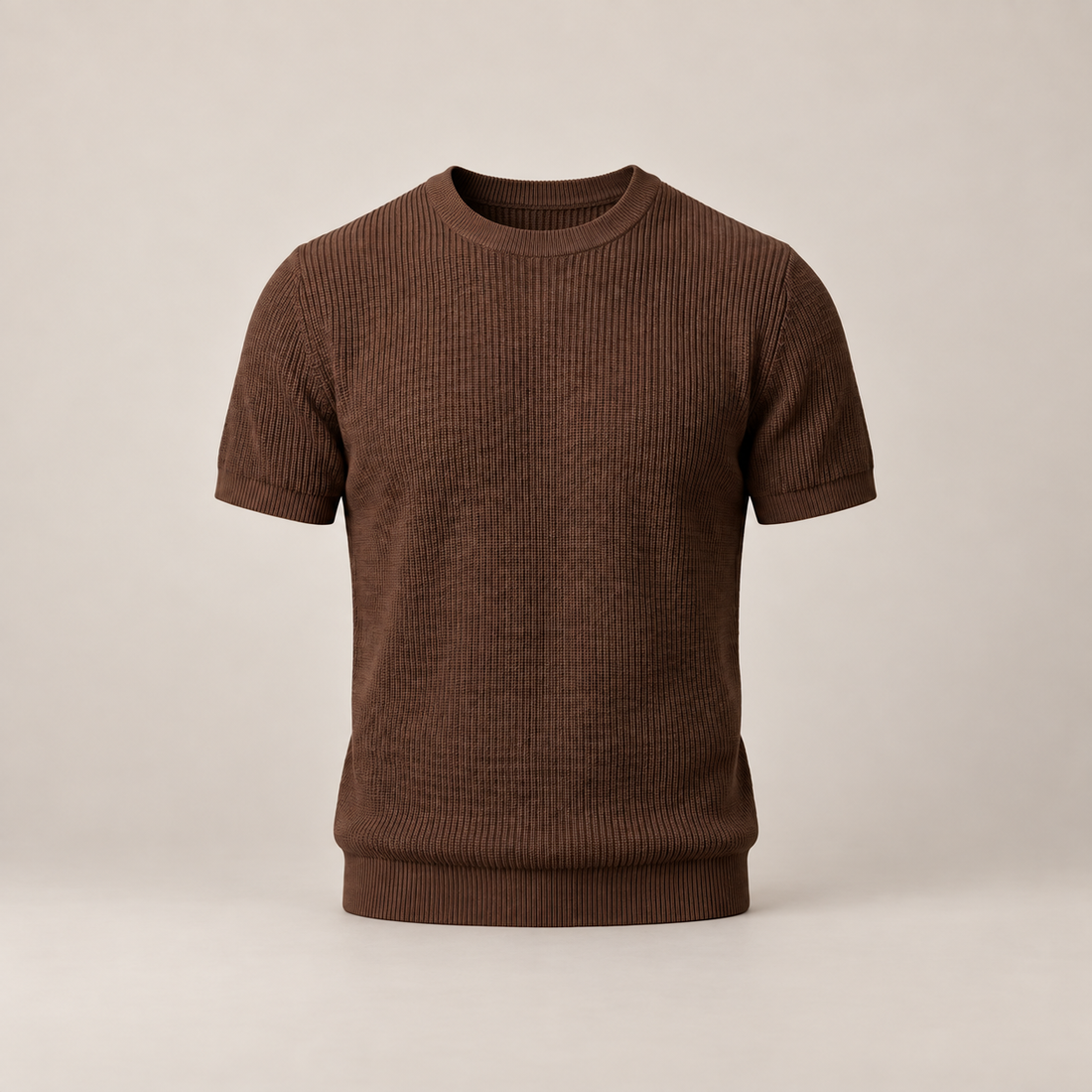 Men's Ribbed Knit Crew Neck T-Shirt