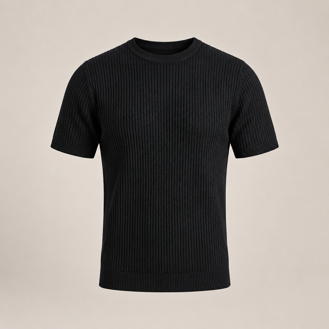 Men's Ribbed Knit Crew Neck T-Shirt