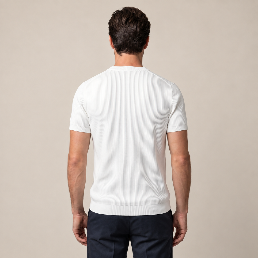 Men's Ribbed Knit Crew Neck T-Shirt