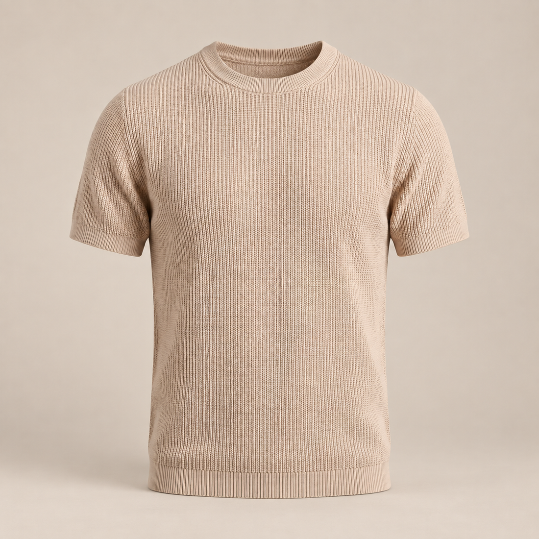 Men's Ribbed Knit Crew Neck T-Shirt