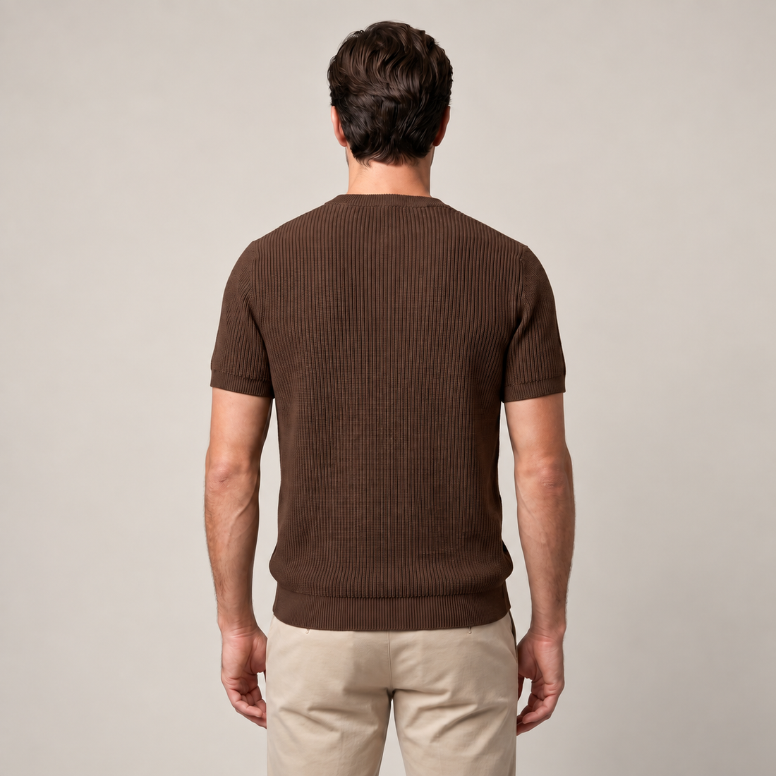 Men's Ribbed Knit Crew Neck T-Shirt