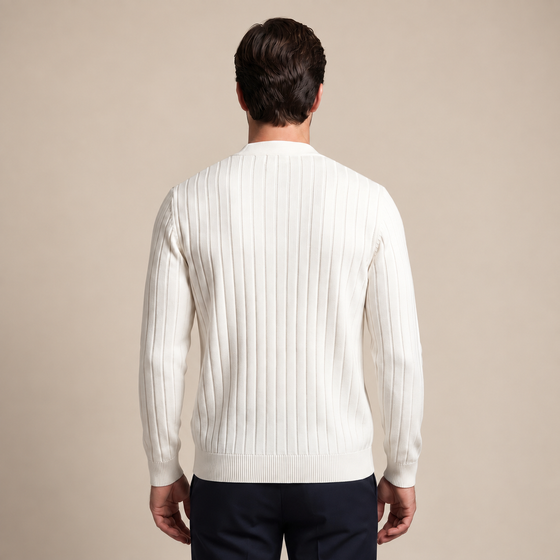 Men's Ribbed Knit V-Neck Cardigan