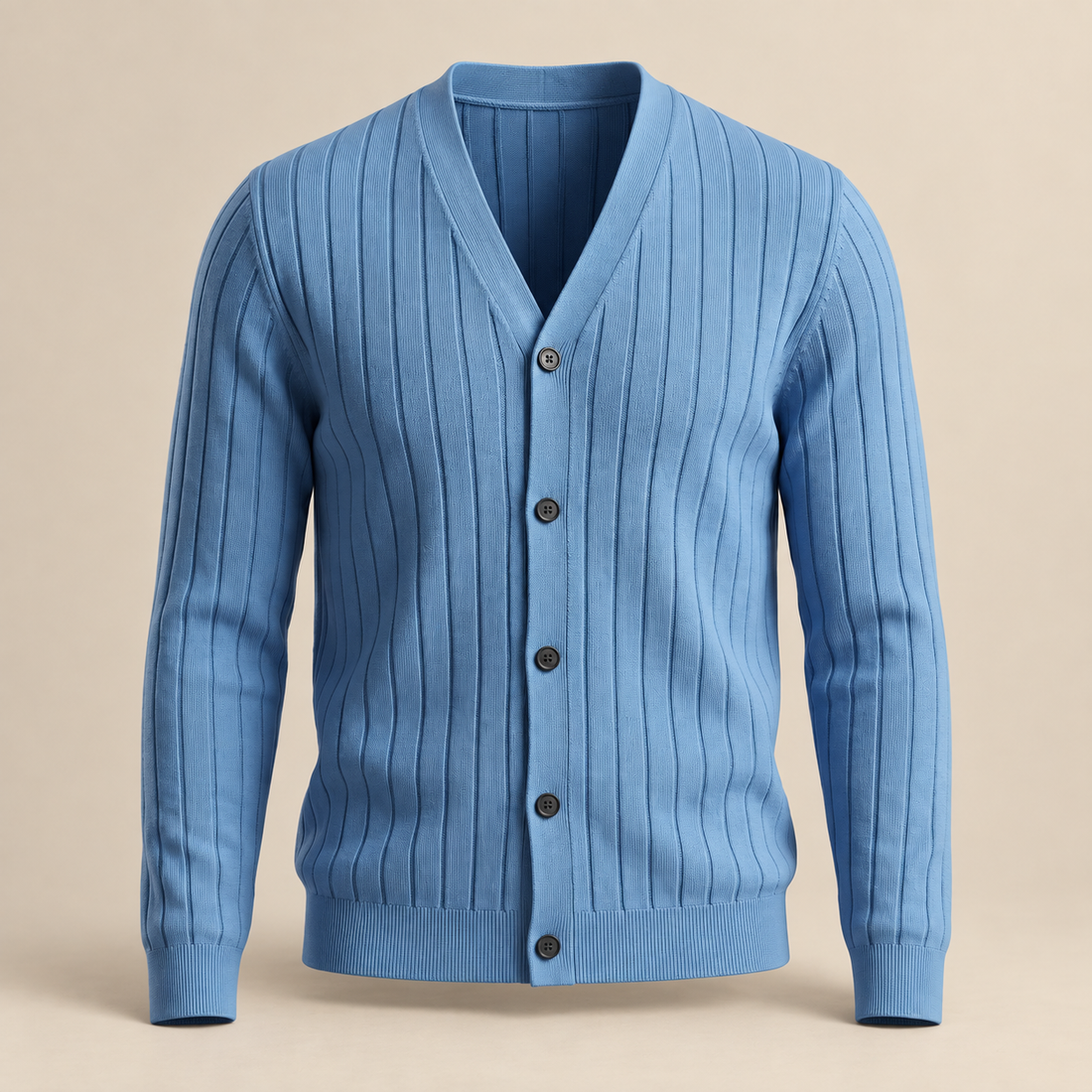 Men's Ribbed Knit V-Neck Cardigan