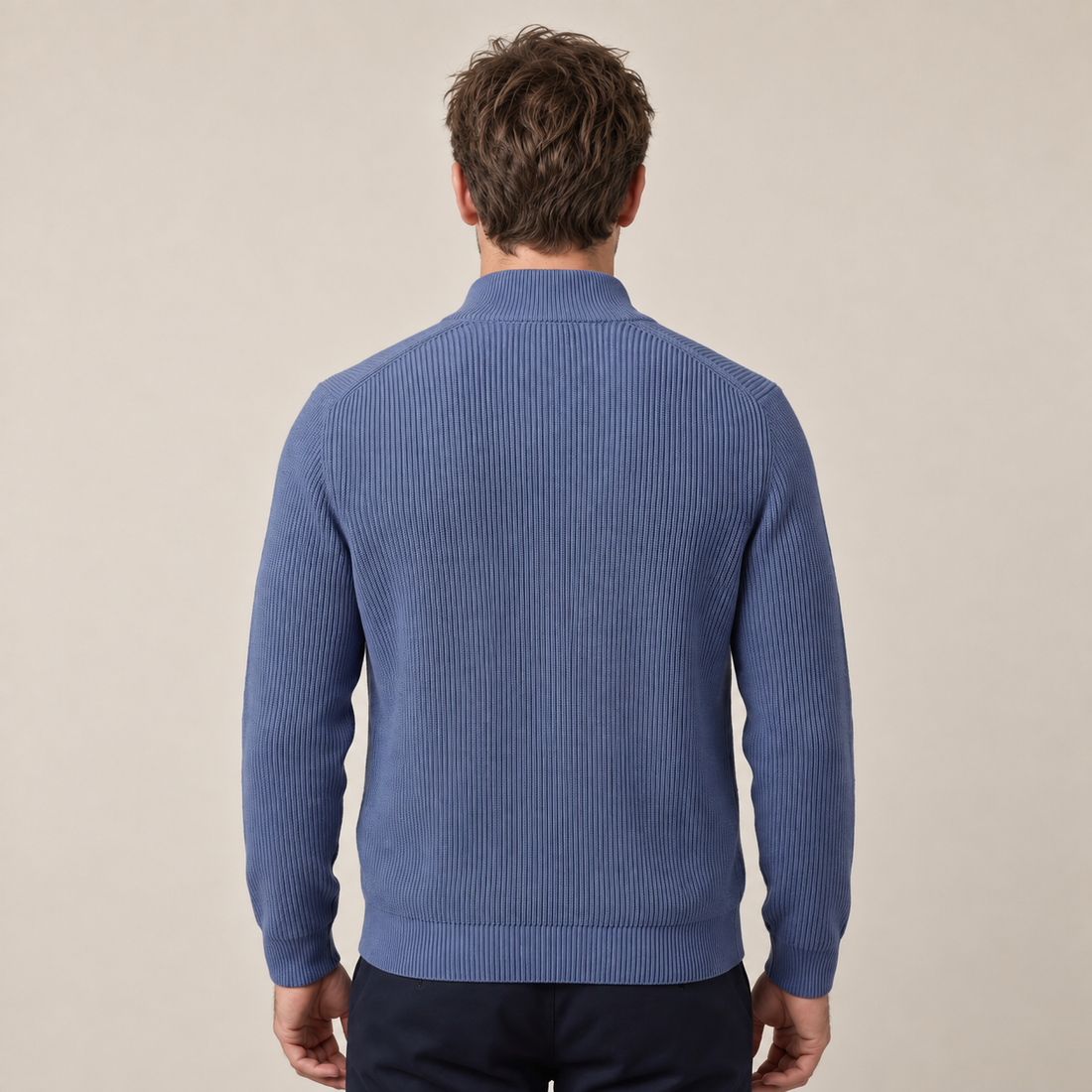 Men's Ribbed Wool Full-Zip Cardigan