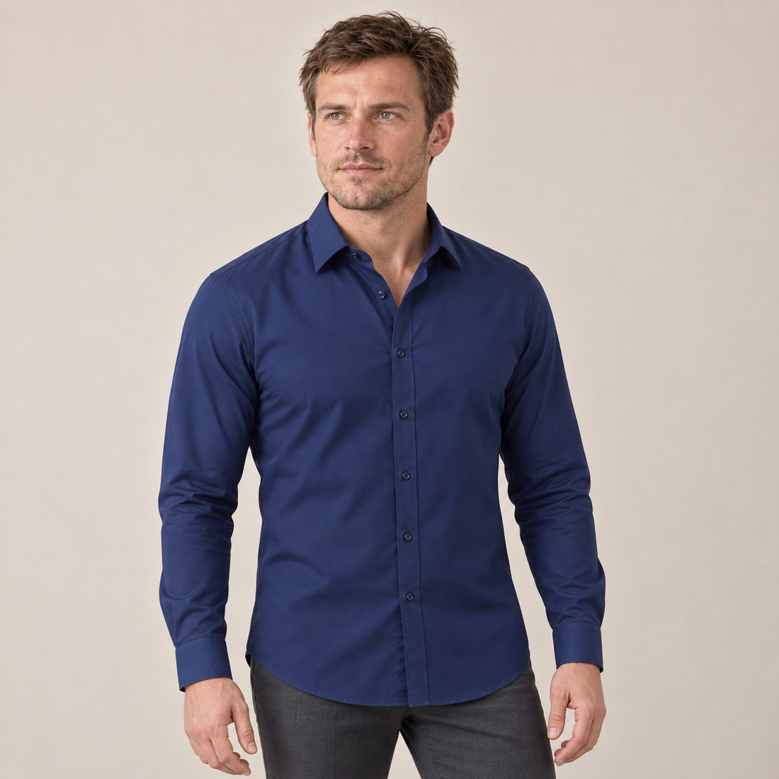 Men's Slim Fit Long-Sleeve Dress Shirt