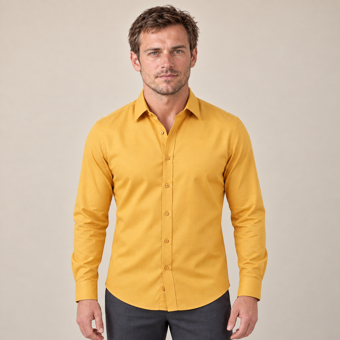 Men's Slim Fit Long-Sleeve Dress Shirt