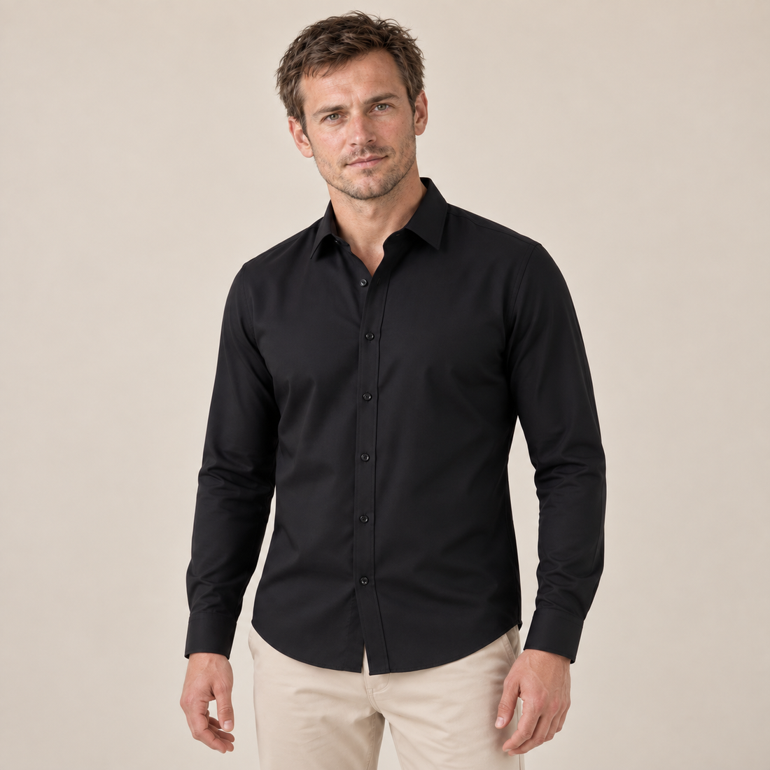 Men's Slim Fit Long-Sleeve Dress Shirt
