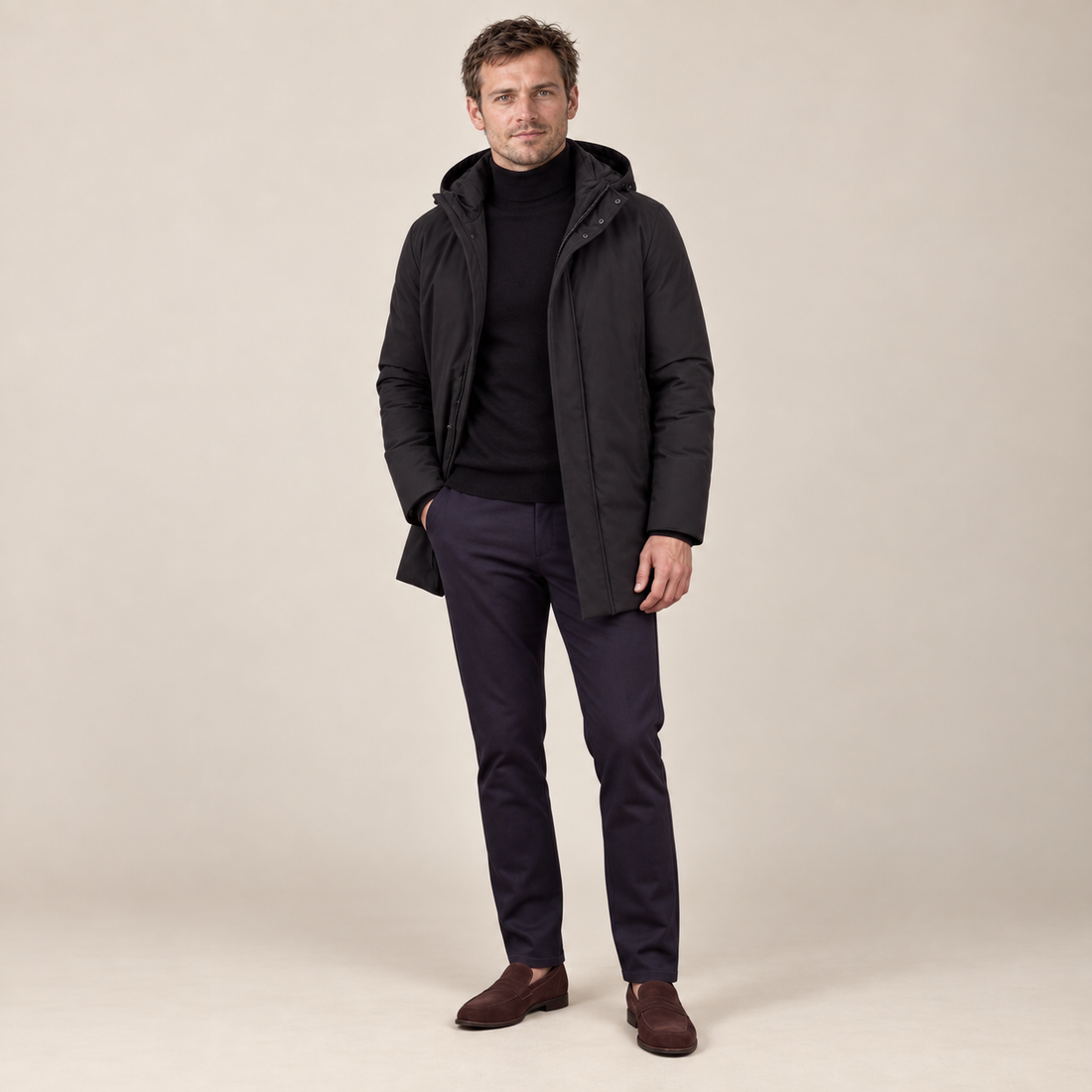 Men's Spring Puffer Jacket with Hood