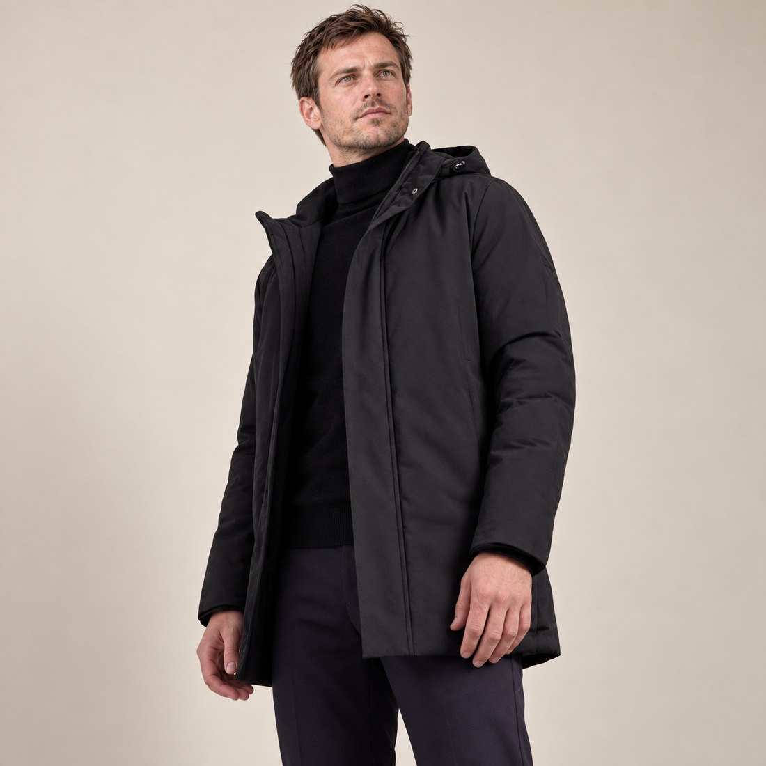 Men's Spring Puffer Jacket with Hood
