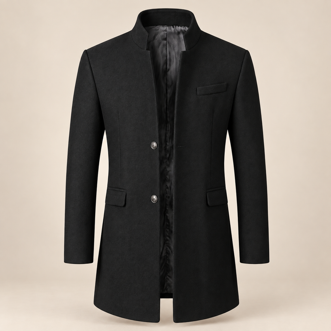 Men's Stand Collar Longline Overcoat