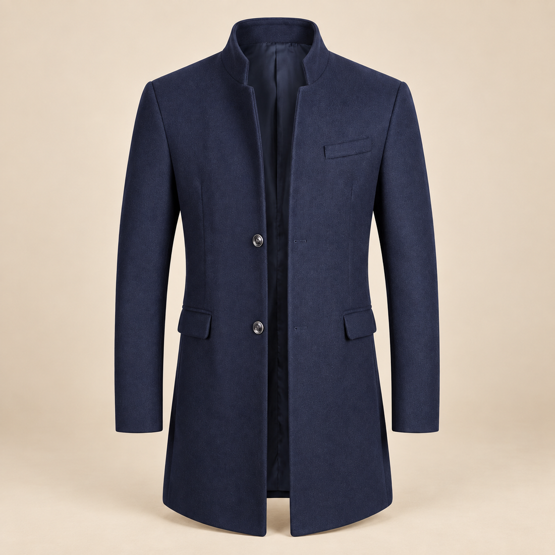 Men's Stand Collar Longline Overcoat