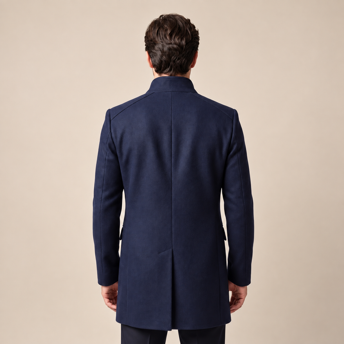 Men's Stand Collar Longline Overcoat