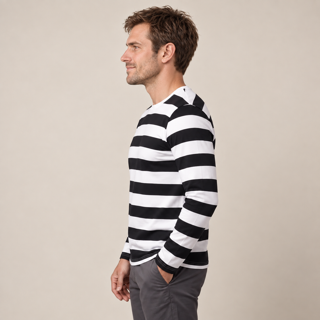 Men's Wide Stripe Long Sleeve Top