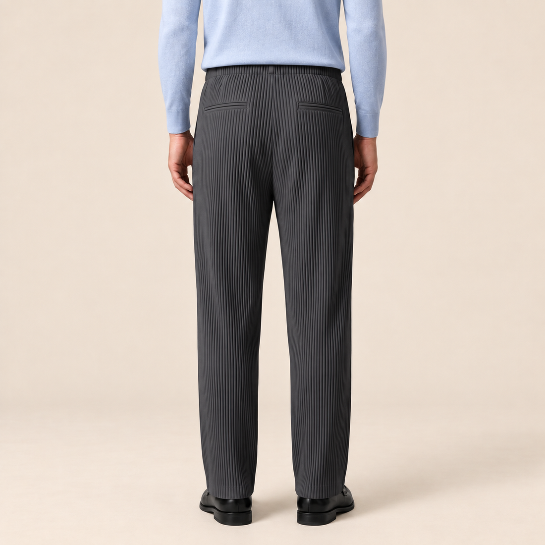 Men's Striped Trousers with Drawstring Elastic Waistband