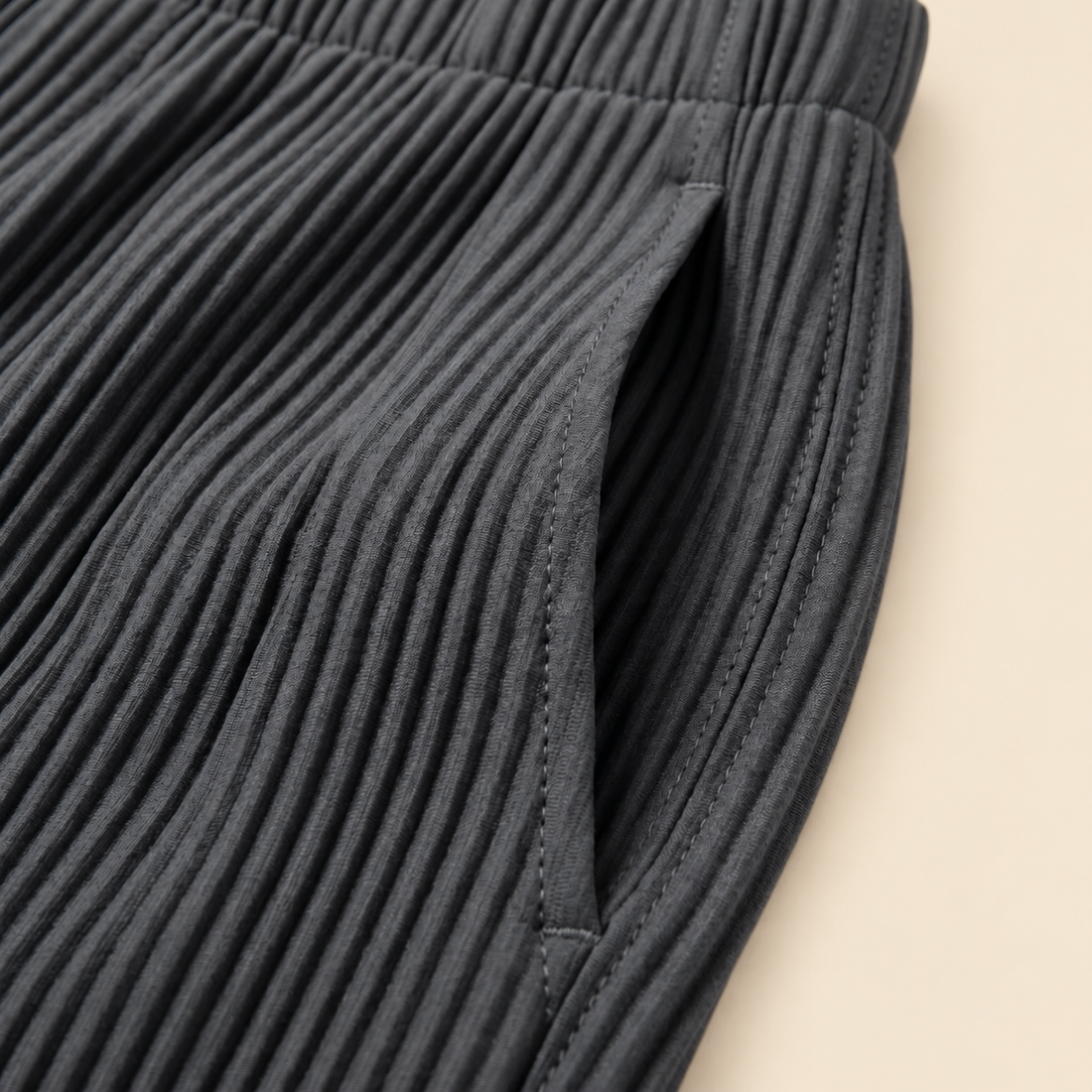 Men's Striped Trousers with Drawstring Elastic Waistband