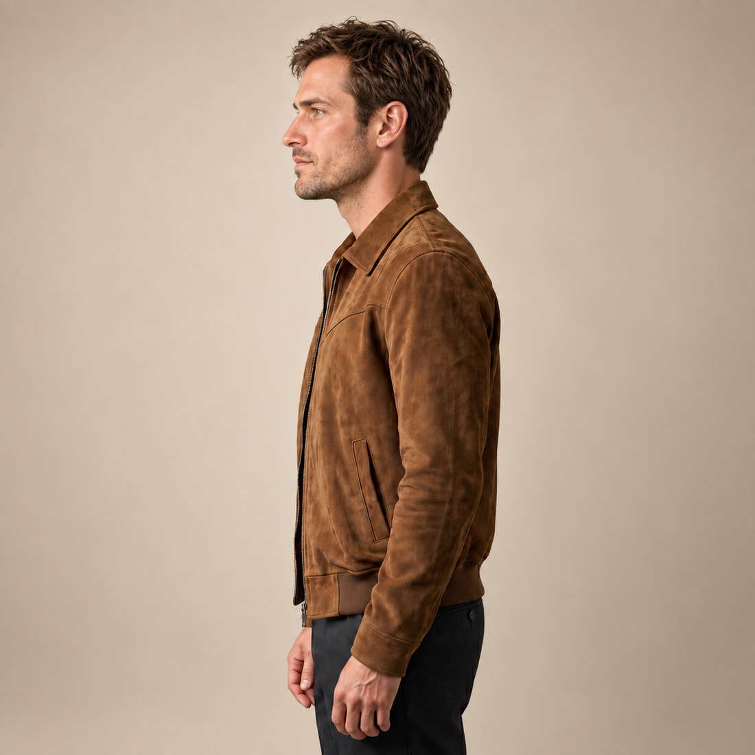 Men's Suede Harrington Bomber Jacket